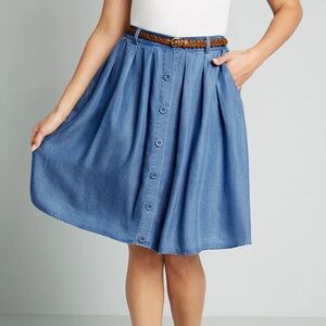 Modcloth A-Line Chambray Button-Down Skirt